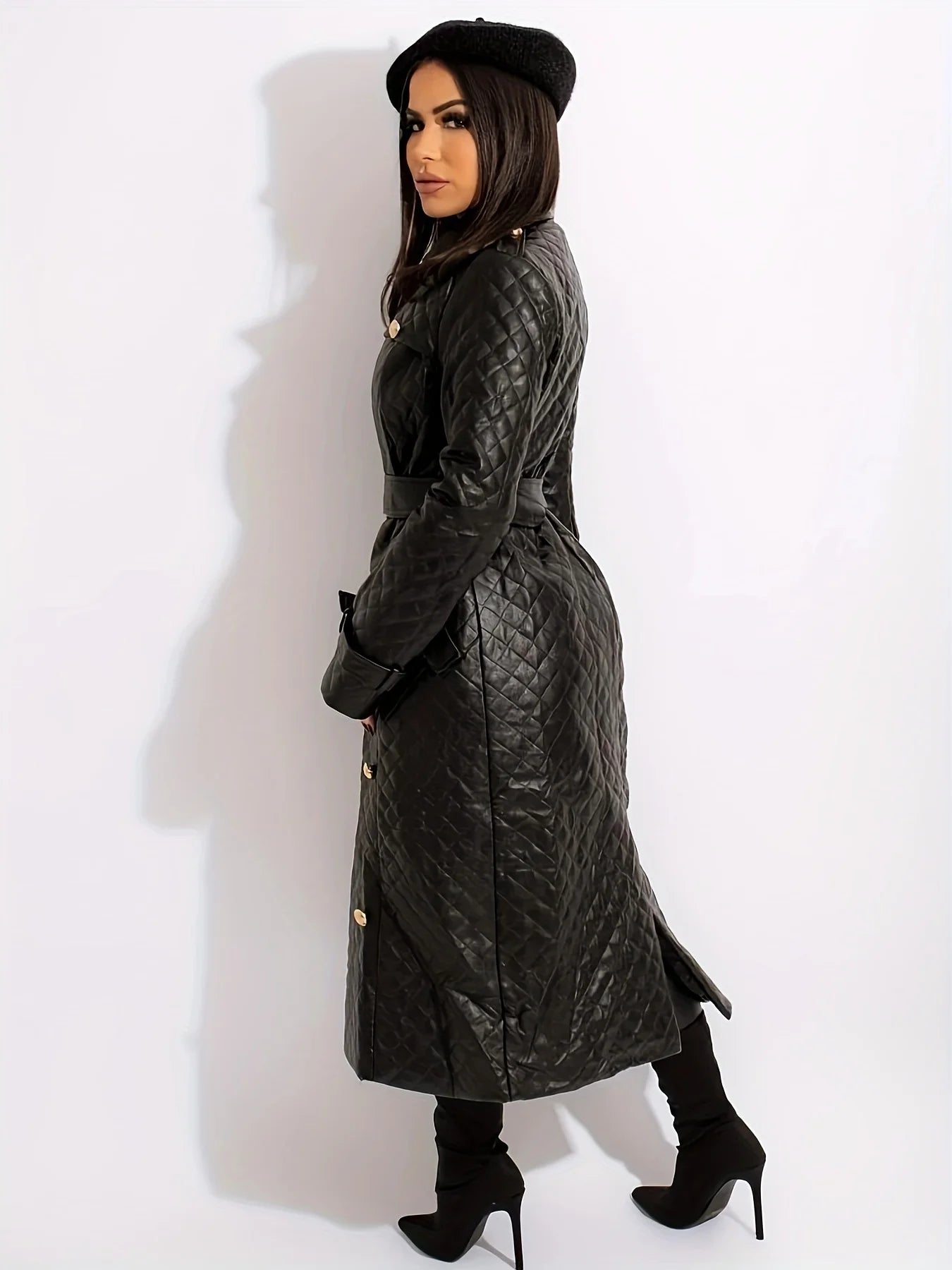 Ava - Plus Size Women's Leather Trench Coat