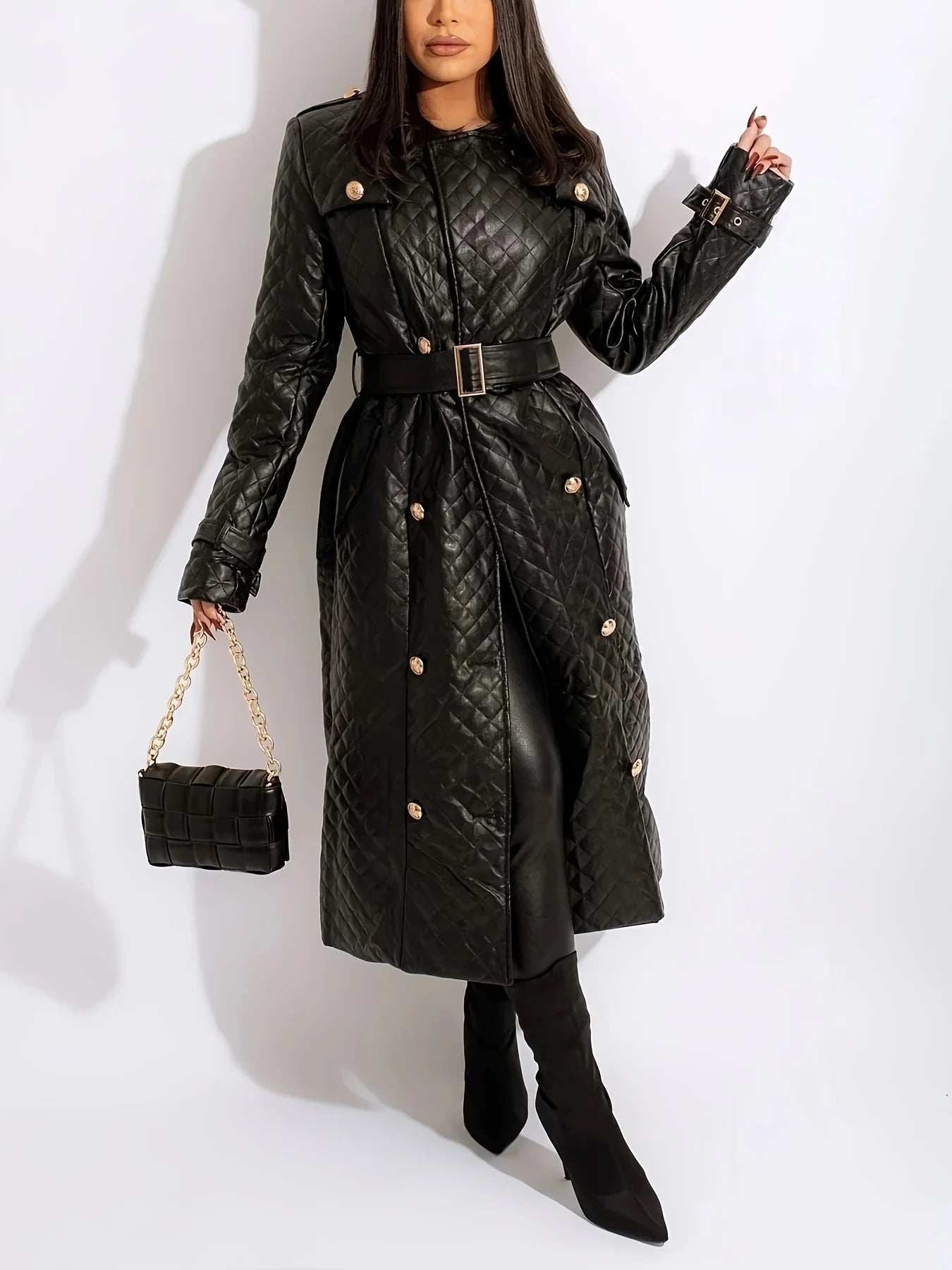 Ava - Plus Size Women's Leather Trench Coat